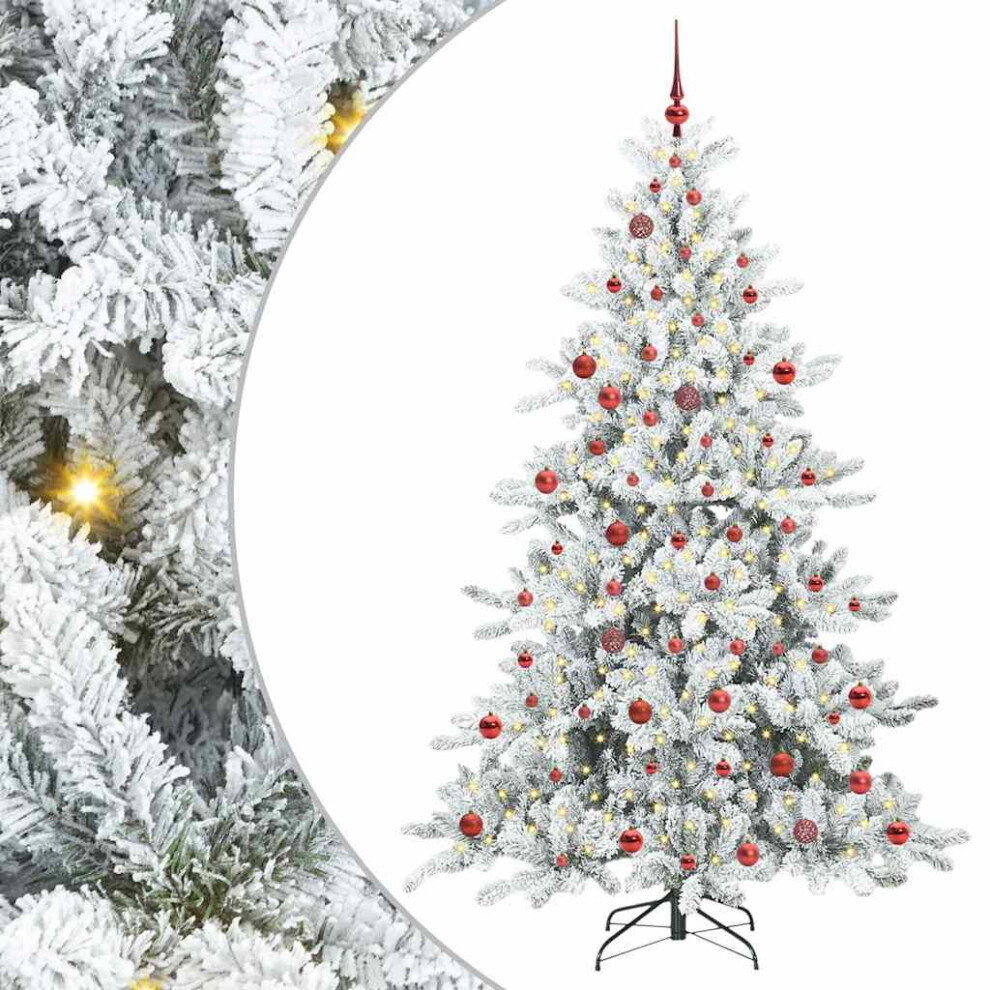 Vidaxl (White, 210 Cm) Artificial Hinged Christmas Tree With Stand Pvc And Steel Decorations