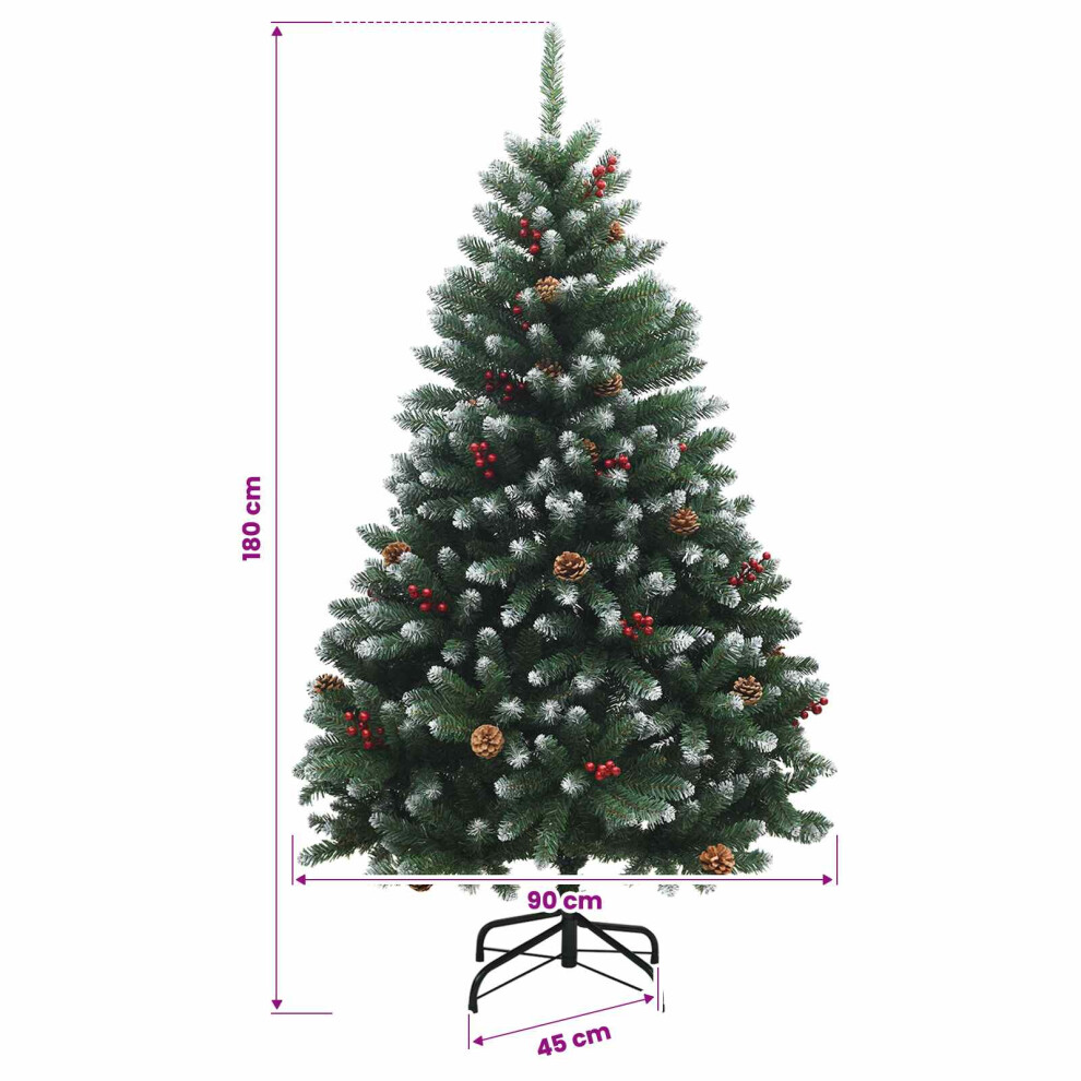 Vidaxl (Green With Frosted Tips, Ø 90 X 180 Cm) Artificial Hinged Christmas Tree Indoor And Sheltered Outdoor Tree