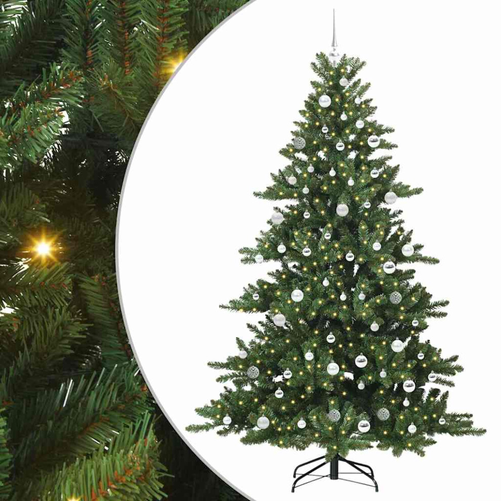 Vidaxl (Green, 210 Cm) Artificial Hinged Christmas Tree With Stand Pvc And Steel Decorations