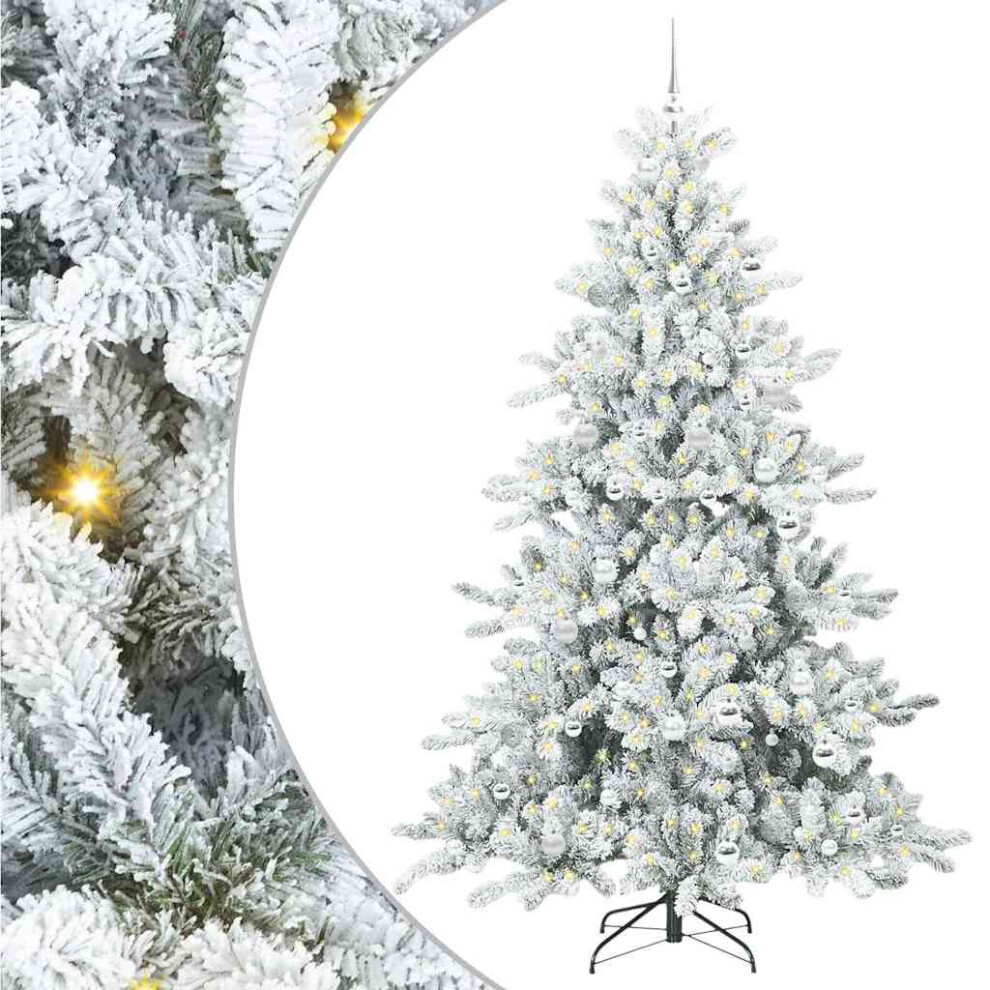 Vidaxl (White, 210 Cm) Artificial Hinged Christmas Tree With Stand Pvc And Steel Decorations