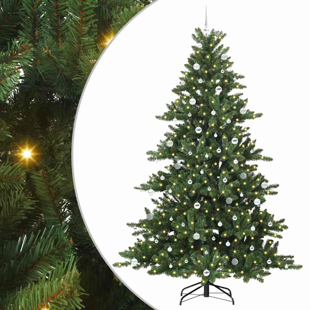 Vidaxl (Green, 240 Cm) Artificial Hinged Christmas Tree With Stand Pvc And Steel Decorations
