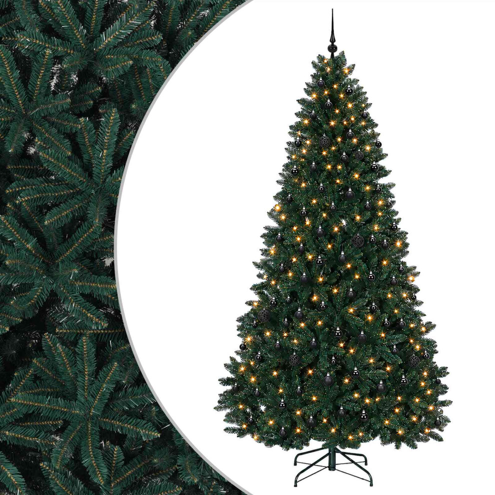 Vidaxl (Dark Green, Ø 128 X 270 Cm) Artificial Hinged Christmas Tree Indoor And Sheltered Outdoor Tree