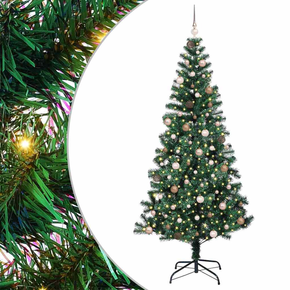 Vidaxl (240 Cm) Artificial Pre-Lit Christmas Tree Green Pvc And Metal Led Decorative