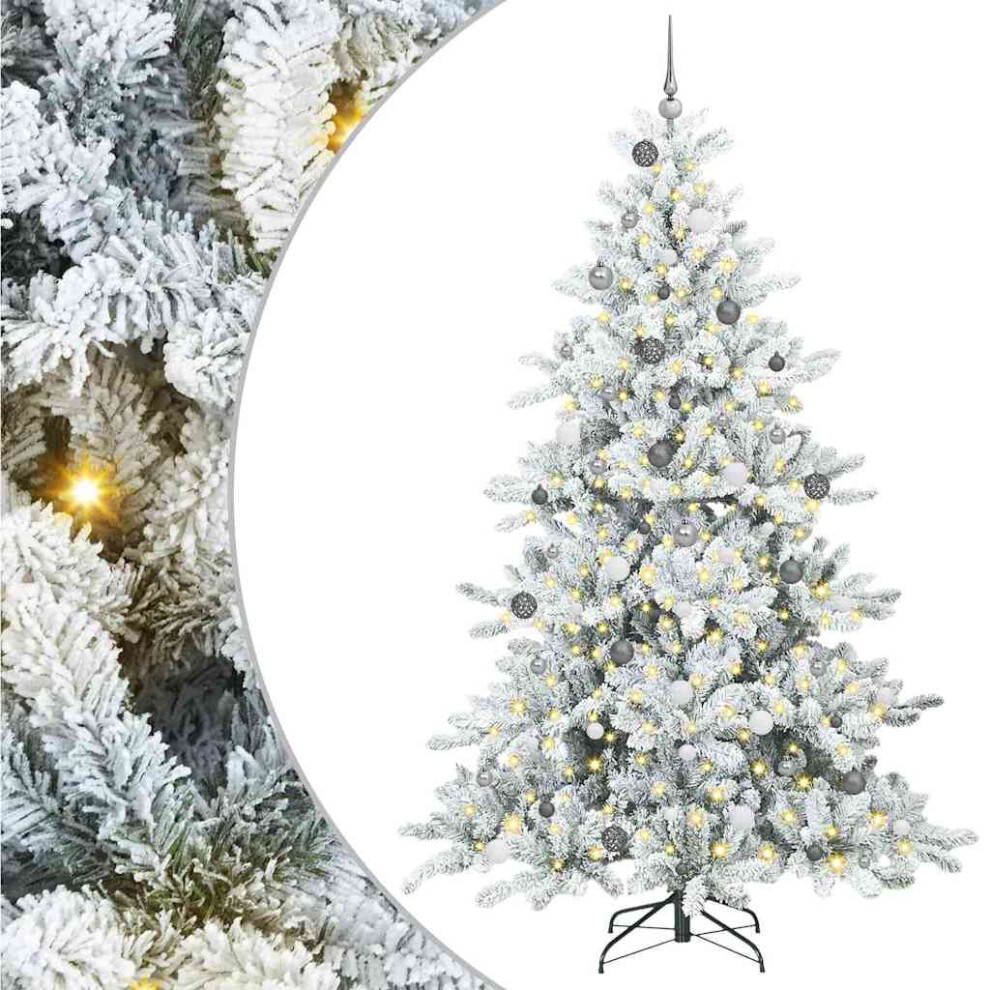 Vidaxl (White, 240 Cm) Artificial Hinged Christmas Tree With Stand Pvc And Steel Decorations