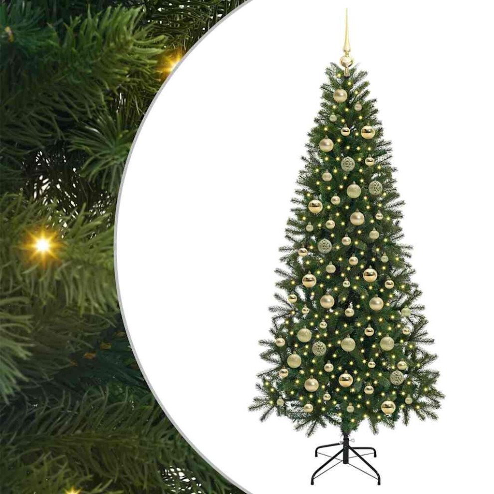 Vidaxl (210 Cm) Artificial Christmas Tree With Stand Green Pe And Pvc Decoration Indoor