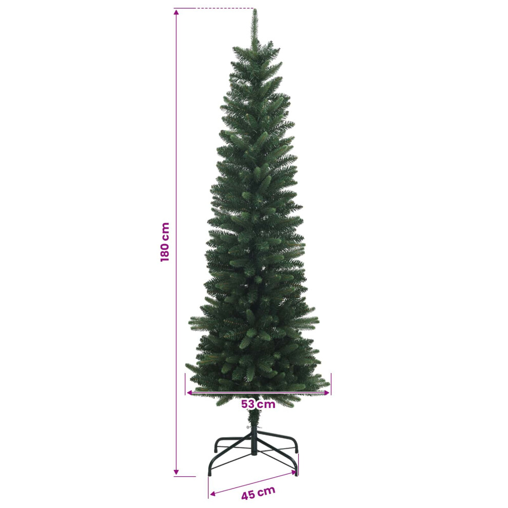 Vidaxl (Green, 180 Cm) Artificial Slim Christmas Tree With Flocked Snow Xmas Tree Pvc And Pe