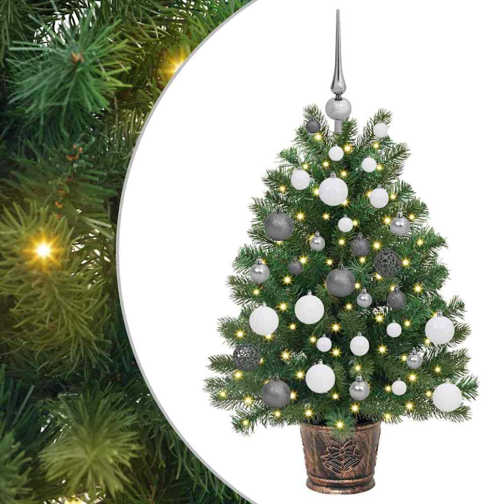 Vidaxl Artificial Christmas Tree With 150 Leds, White/Grey Balls Green 95 Cm Pe And Pvc, Green - Image 2