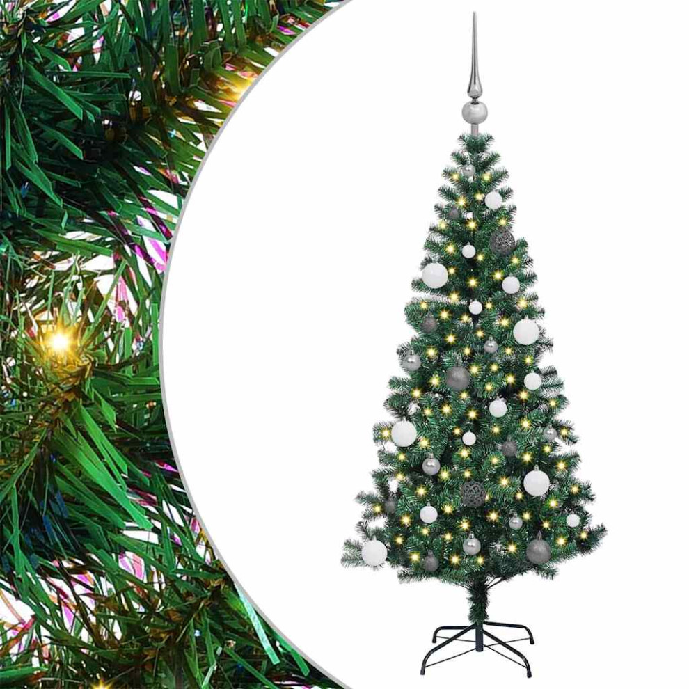 Vidaxl (150 Cm) Artificial Pre-Lit Christmas Tree Green Pvc And Metal Led Decorative
