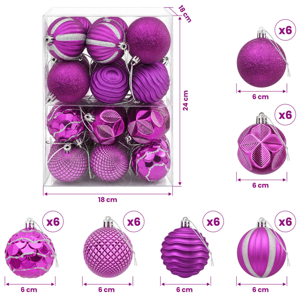 Vidaxl (Lilac) Christmas Ball Set 36 Pcs 6 Cm Polystyrene Christmas Tree Baubles