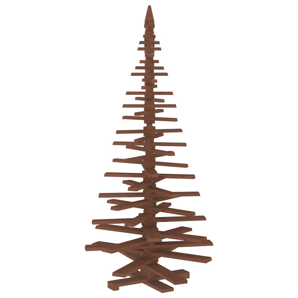 Vidaxl (Dark Brown Finish, 210 Cm) Wooden Christmas Tree Kotka Solid Pine Wood Holiday Decor Diy Indoor