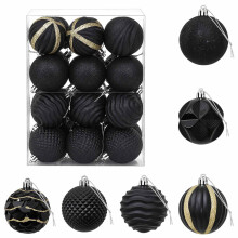 (Black) vidaXL Christmas Ball Set 36 pcs 6 cm Polystyrene Christmas Tree Baubles