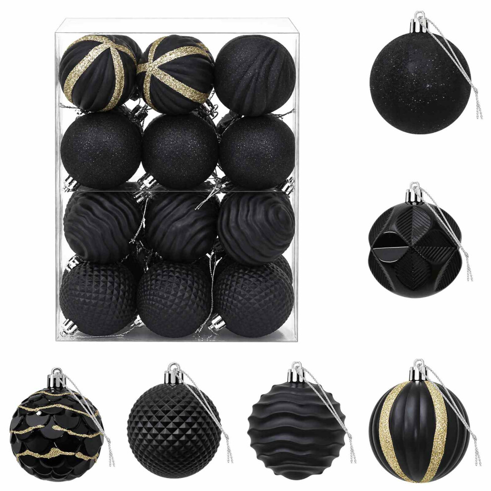 Vidaxl (Black) Christmas Ball Set 36 Pcs 6 Cm Polystyrene Christmas Tree Baubles