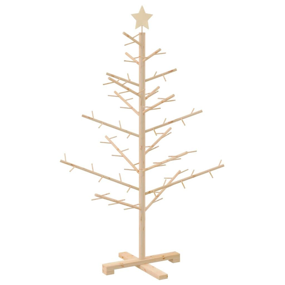 Vidaxl (Natural (Unfinished), 125 Cm) Wooden Christmas Tree Bamboo And Solid Pine Wood Natural Wooden Xmas Tree