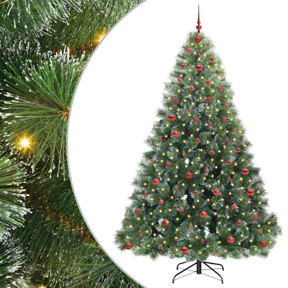 Vidaxl (White, 240 Cm) Artificial Christmas Tree With Stand Green Pe And Pvc Seasonal Decor