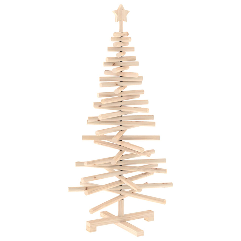 Vidaxl (Natural (Unfinished), 120 Cm) Wooden Christmas Tree Kotka Solid Pine Wood Seasonal Decor Ornament Diy