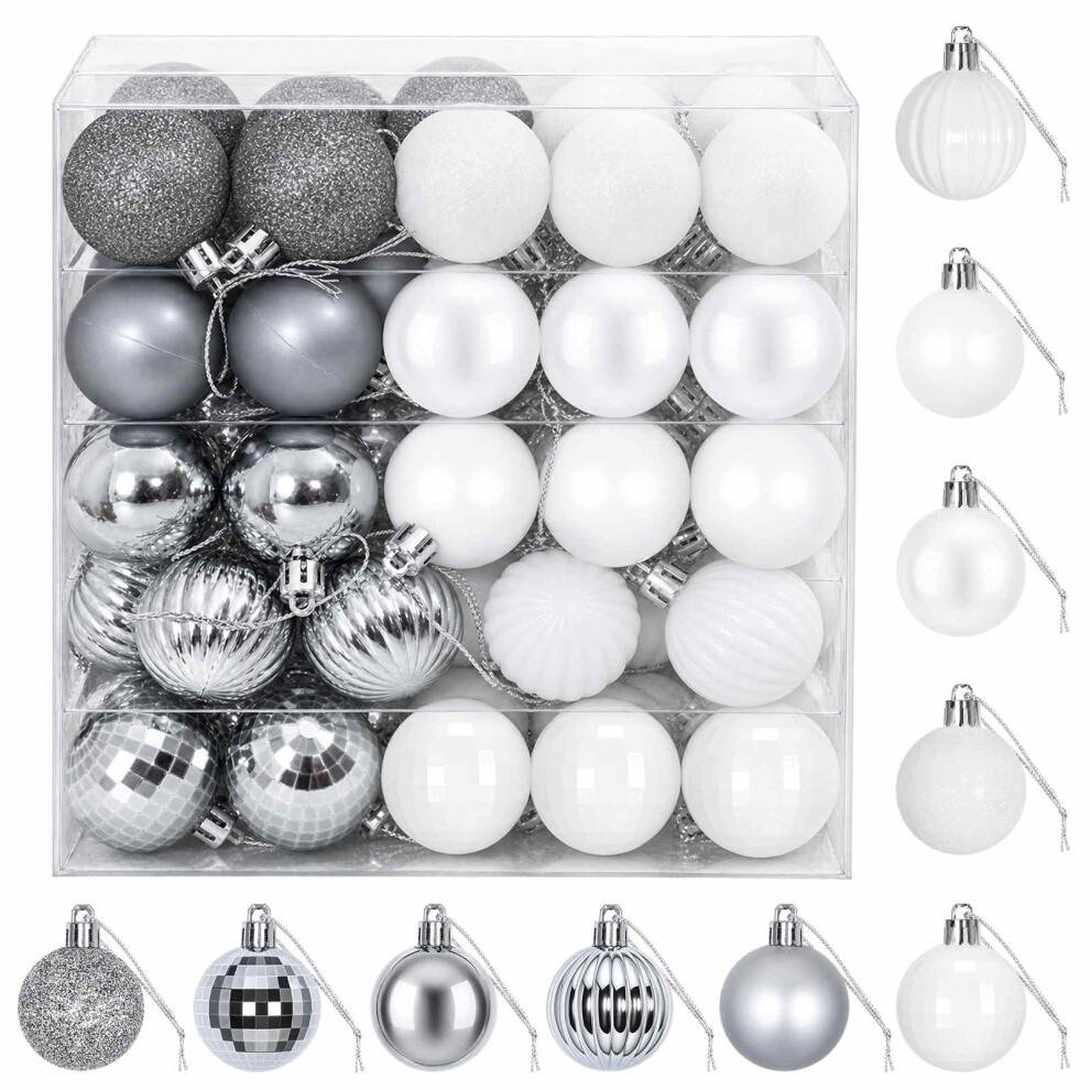 Vidaxl (White And Grey) Christmas Ball Set 100 Pcs 4 Cm Polystyrene Christmas Tree Ornaments