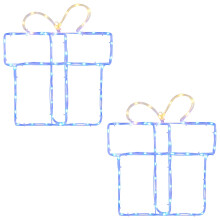 (Warm white and blue) vidaXL Christmas Window Silhouette Lights LOVIISA 2 pcs 160 LEDs Hanging