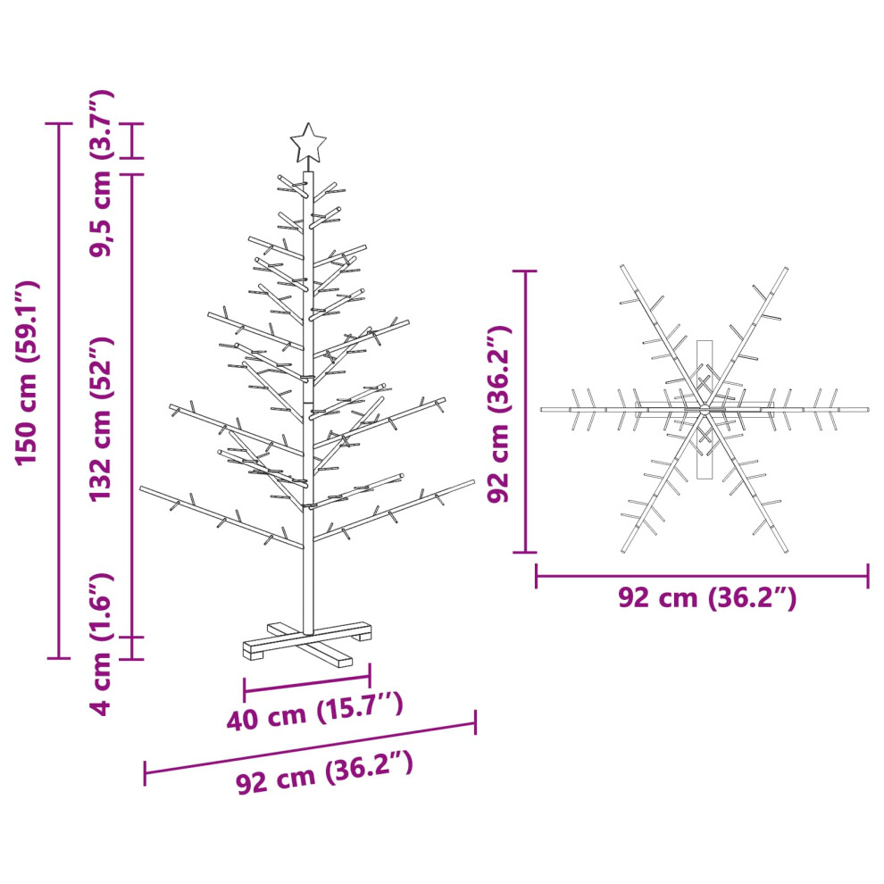 Vidaxl (Natural (Unfinished), 150 Cm) Wooden Christmas Tree Bamboo And Solid Pine Wood Natural Wooden Xmas Tree