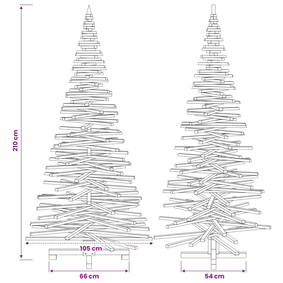 Vidaxl (Natural (Unfinished), 210 Cm) Wooden Christmas Tree Kotka Solid Pine Wood Holiday Decor Diy Indoor