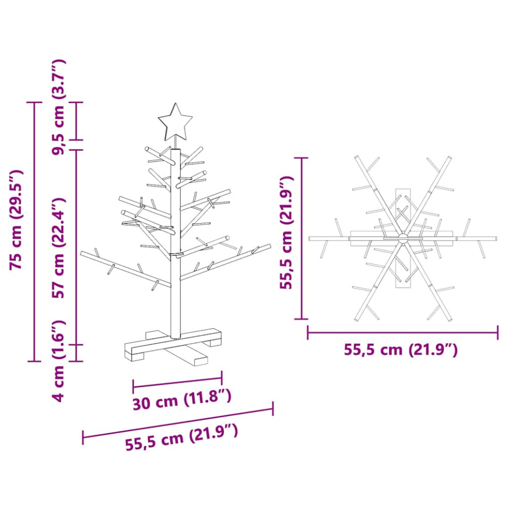 Vidaxl (Natural (Unfinished), 75 Cm) Wooden Christmas Tree Bamboo And Solid Pine Wood Natural Wooden Xmas Tree