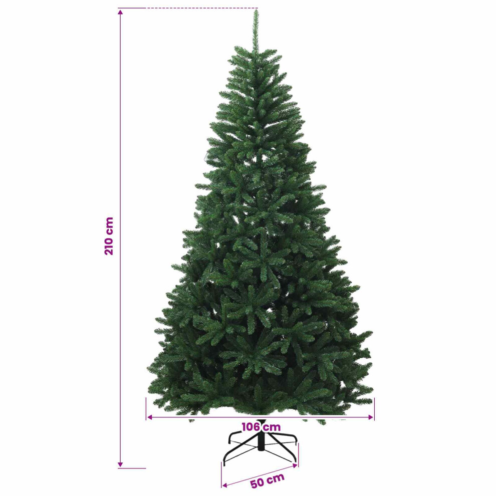 Vidaxl (Medium Green, Ø 106 X 210 Cm) Artificial Hinged Christmas Tree Indoor And Sheltered Outdoor Tree