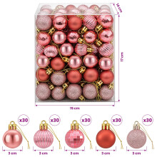 (Pink and rose) vidaXL Christmas Ball Set 150 pcs 3 cm Polystyrene Christmas Ball Ornaments