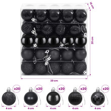 (Black) vidaXL Christmas Ball Set 100 pcs 4 cm Polystyrene Christmas Tree Ornaments