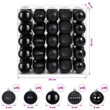 (Black) vidaXL Christmas Ball Set 75 pcs 6 cm Polystyrene Christmas Tree Ornaments