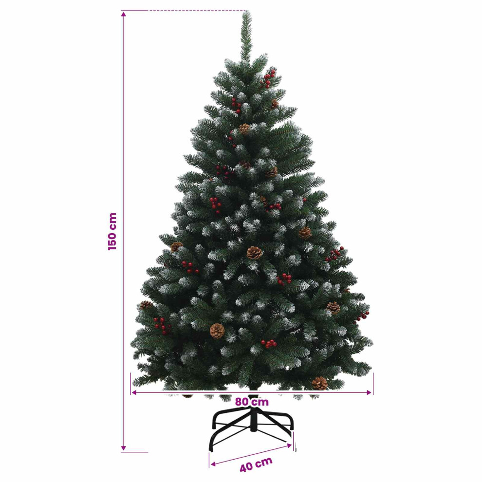 Vidaxl (Green With Frosted Tips, Ø 80 X 150 Cm) Artificial Hinged Christmas Tree Indoor And Sheltered Outdoor Tree