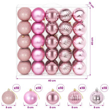 (Pink) vidaXL Christmas Ball Set 50 pcs 8 cm Polystyrene Christmas Tree Ornaments
