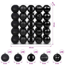 (Black) vidaXL Christmas Ball Set 50 pcs 8 cm Polystyrene Christmas Tree Ornaments