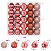 (Pink and rose) vidaXL Christmas Ball Set 50 pcs 8 cm Polystyrene Christmas Tree Ornaments