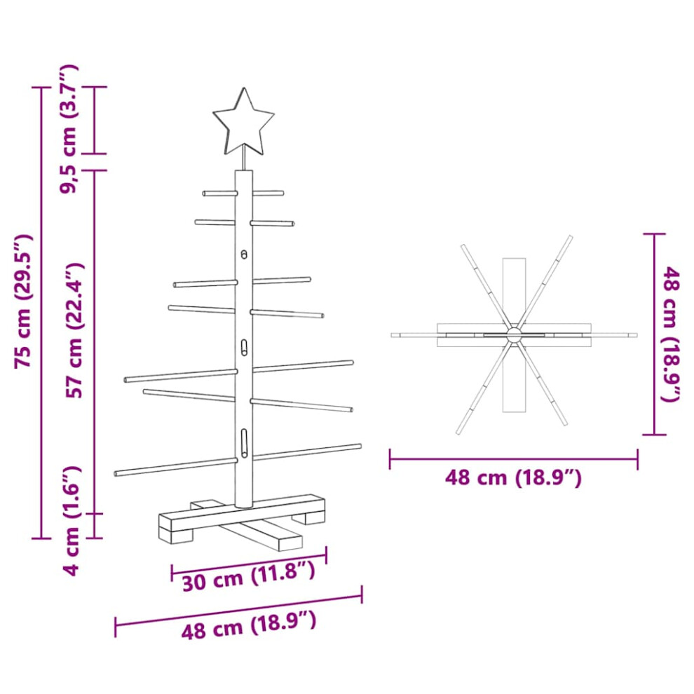 Vidaxl (Brown, 75 Cm) Wooden Christmas Tree Assemble Xmas Tree For Decoration Solid Wood Pine
