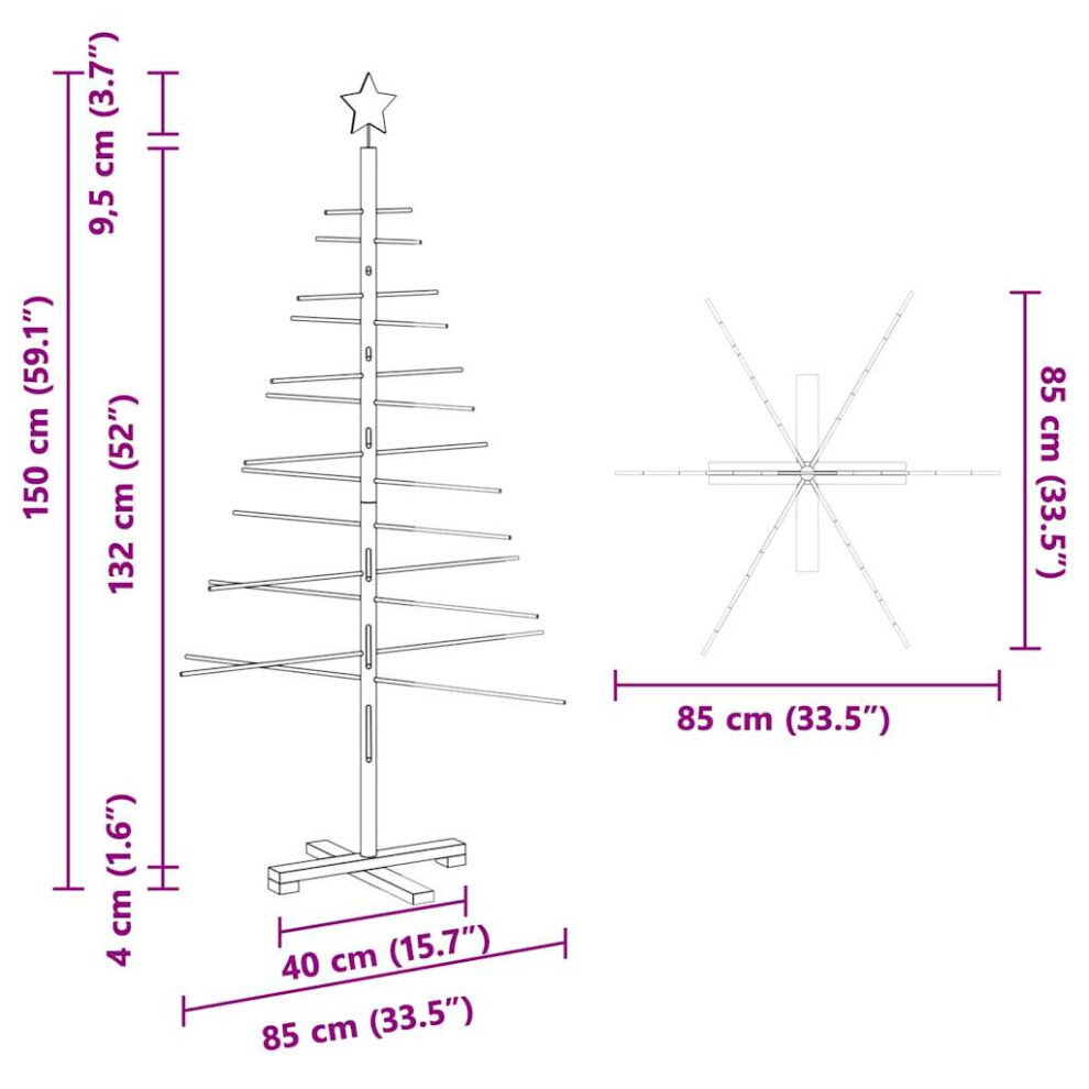 Vidaxl (Brown, 150 Cm) Wooden Christmas Tree Assemble Xmas Tree For Decoration Solid Wood Pine