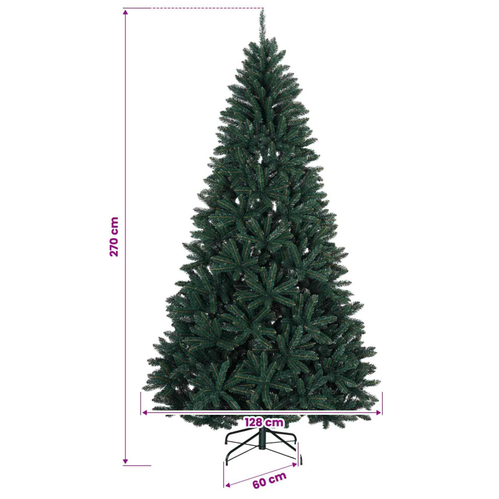 Vidaxl (Dark Green, Ø 128 X 270 Cm) Artificial Hinged Christmas Tree Indoor And Sheltered Outdoor Tree