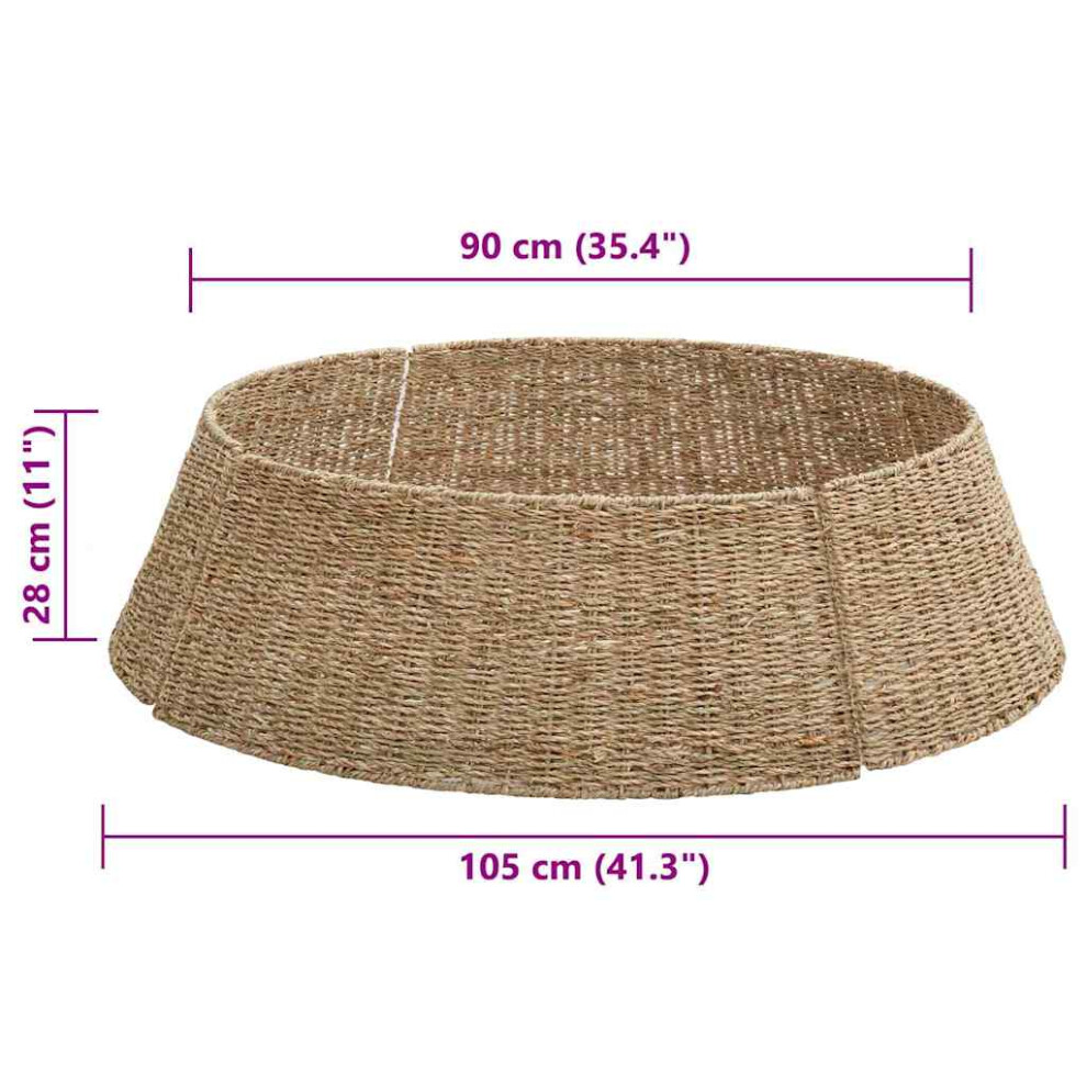 Vidaxl (Ø 105 X 28 Cm) Christmas Tree Collar Natural Seagrass Holiday Decor Seasonal Accessory