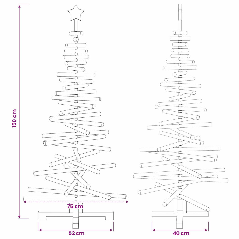 Vidaxl (Natural (Unfinished), 150 Cm) Wooden Christmas Tree Kotka Solid Pine Wood Holiday Decoration Seasonal