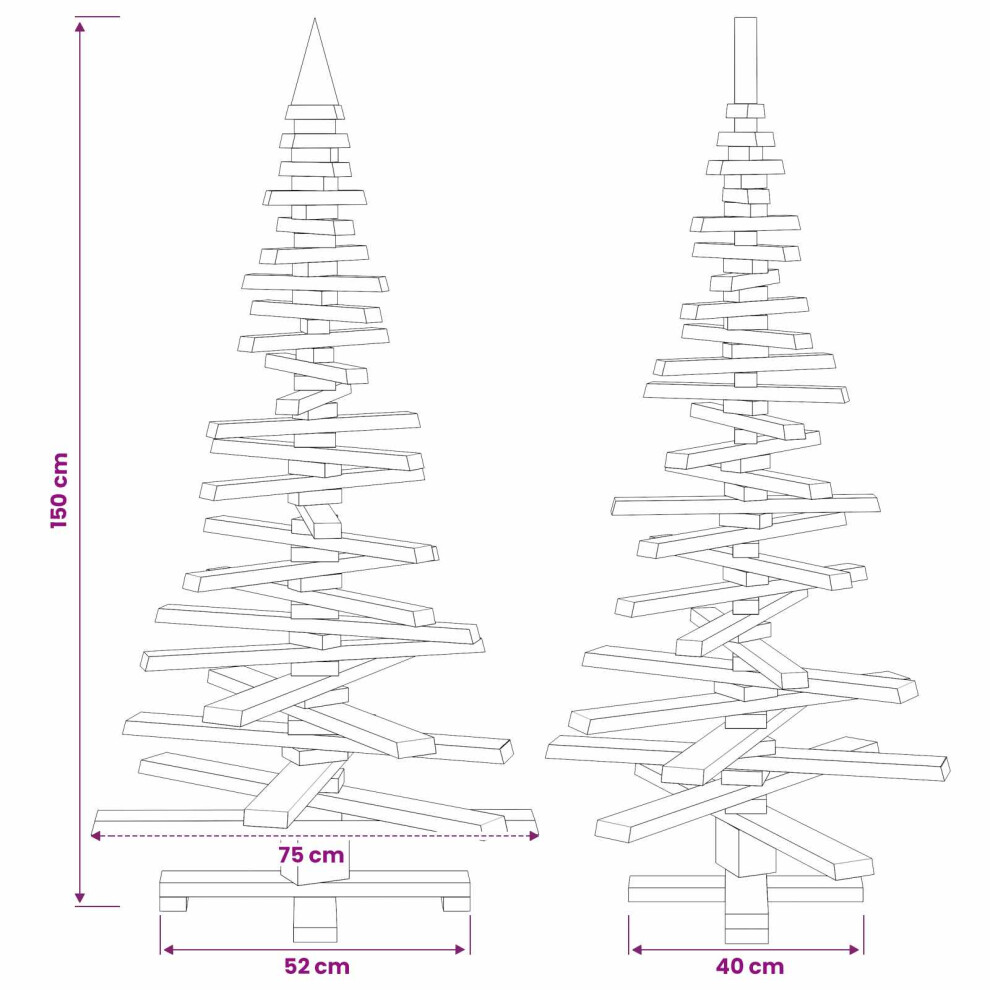 Vidaxl (Dark Brown Finish, 150 Cm) Wooden Christmas Tree Kotka Solid Pine Wood Holiday Decor Diy Indoor