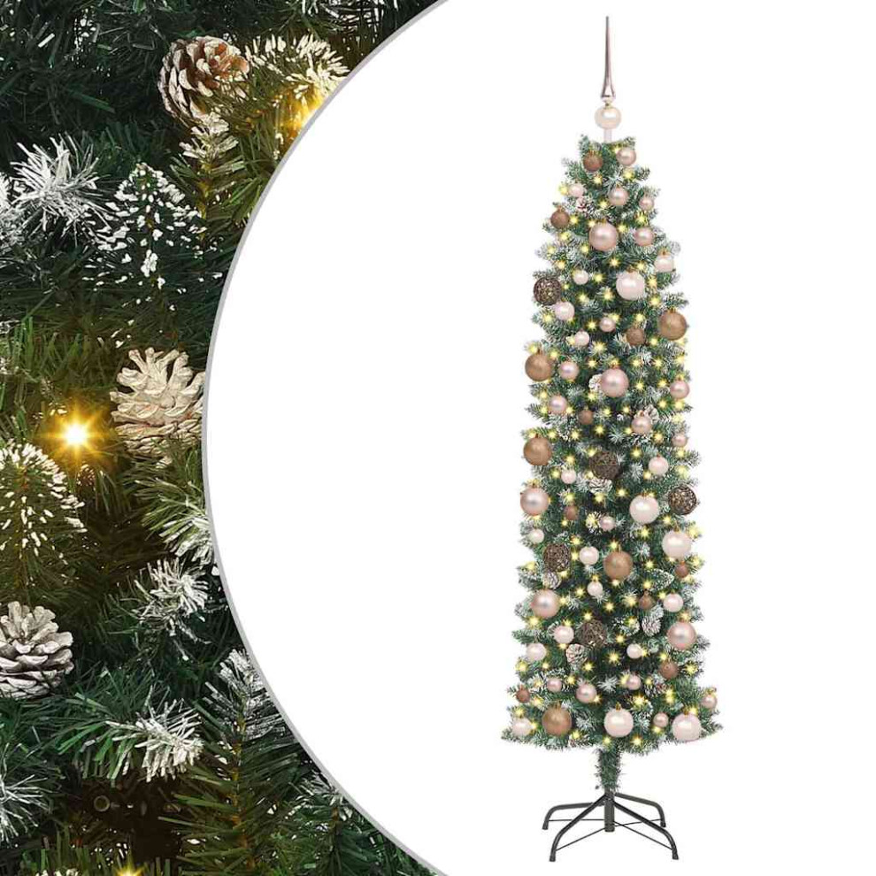 Vidaxl (180 Cm) Artificial Slim Christmas Tree With Stand Xmas Tree Decoration Pvc