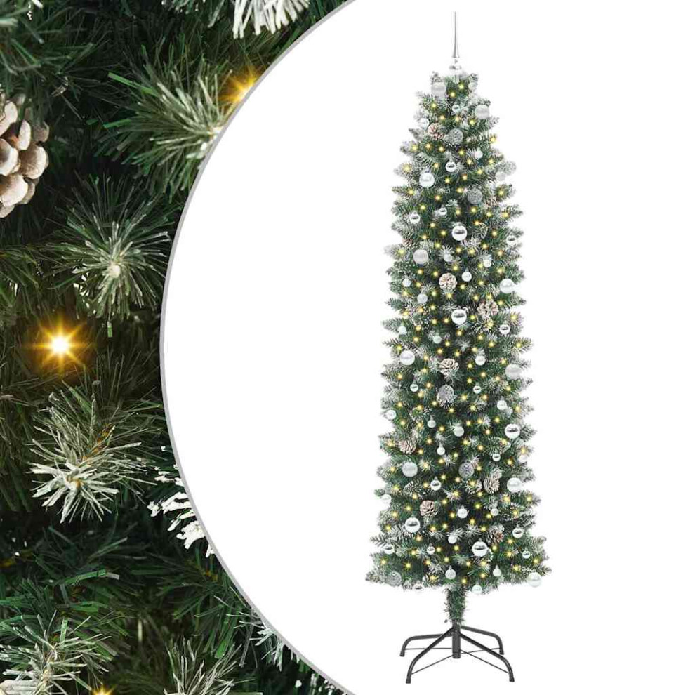 Vidaxl (240 Cm) Artificial Slim Christmas Tree With Stand Xmas Tree Decoration Pvc
