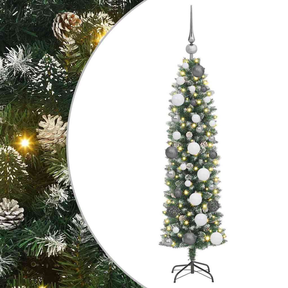 Vidaxl (120 Cm) Artificial Slim Christmas Tree With Stand Xmas Tree Decoration Pvc