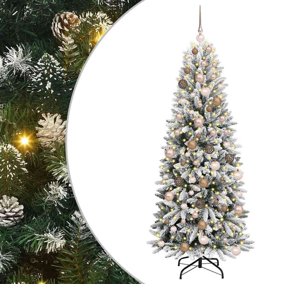 Vidaxl Artificial Christmas Tree With 300 Leds, Rose Gold Balls White 73 X 73 X 180 Cm, White - Image 2