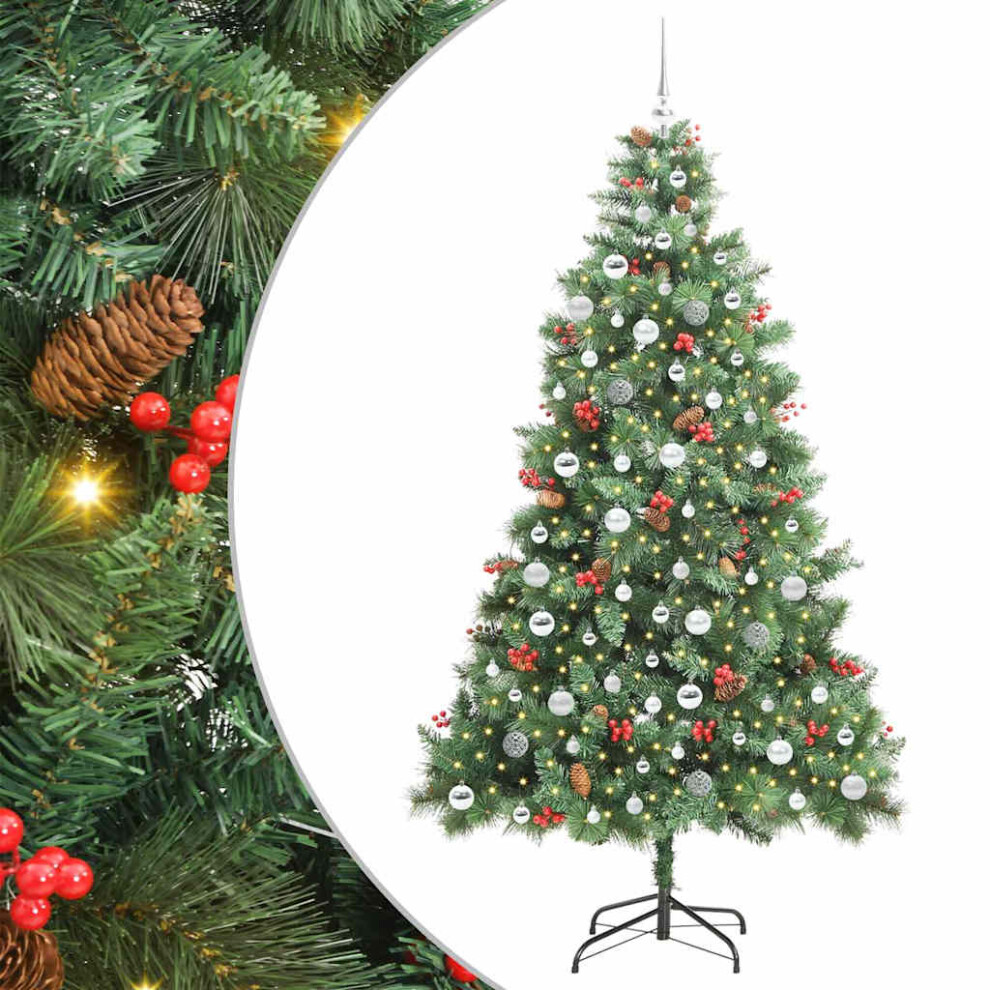 Vidaxl (210 Cm) Artificial Christmas Tree Green Pvc And Metal Decor Seasonal Sculpture