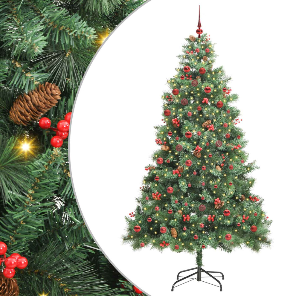 Vidaxl (210 Cm) Artificial Christmas Tree Green Pvc And Metal Decor Seasonal Sculpture