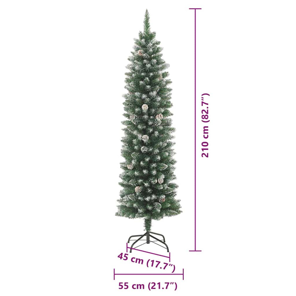 Vidaxl (210 Cm) Artificial Slim Christmas Tree With Stand Xmas Tree Decoration Pvc
