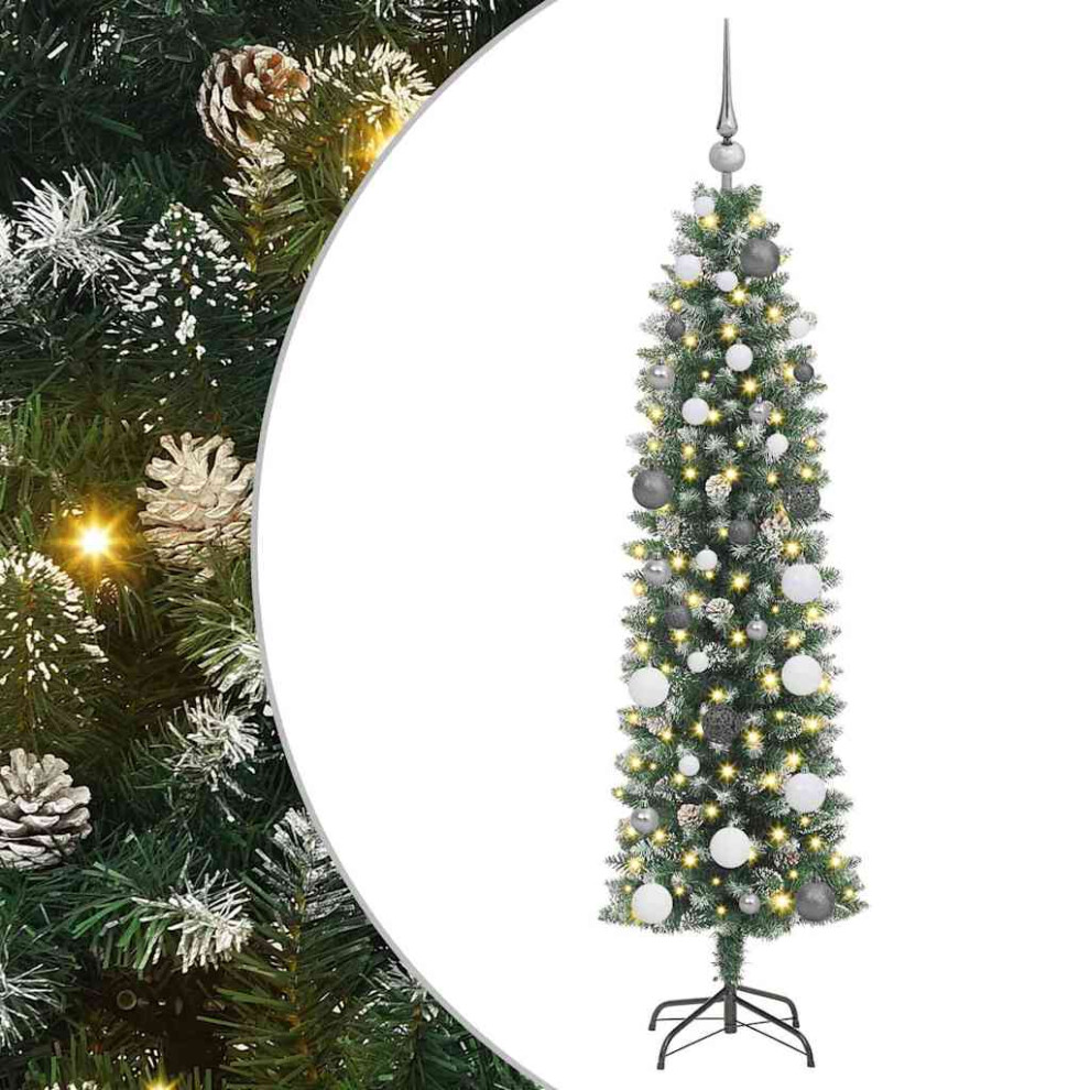 Vidaxl (150 Cm) Artificial Slim Christmas Tree With Stand Xmas Tree Decoration Pvc