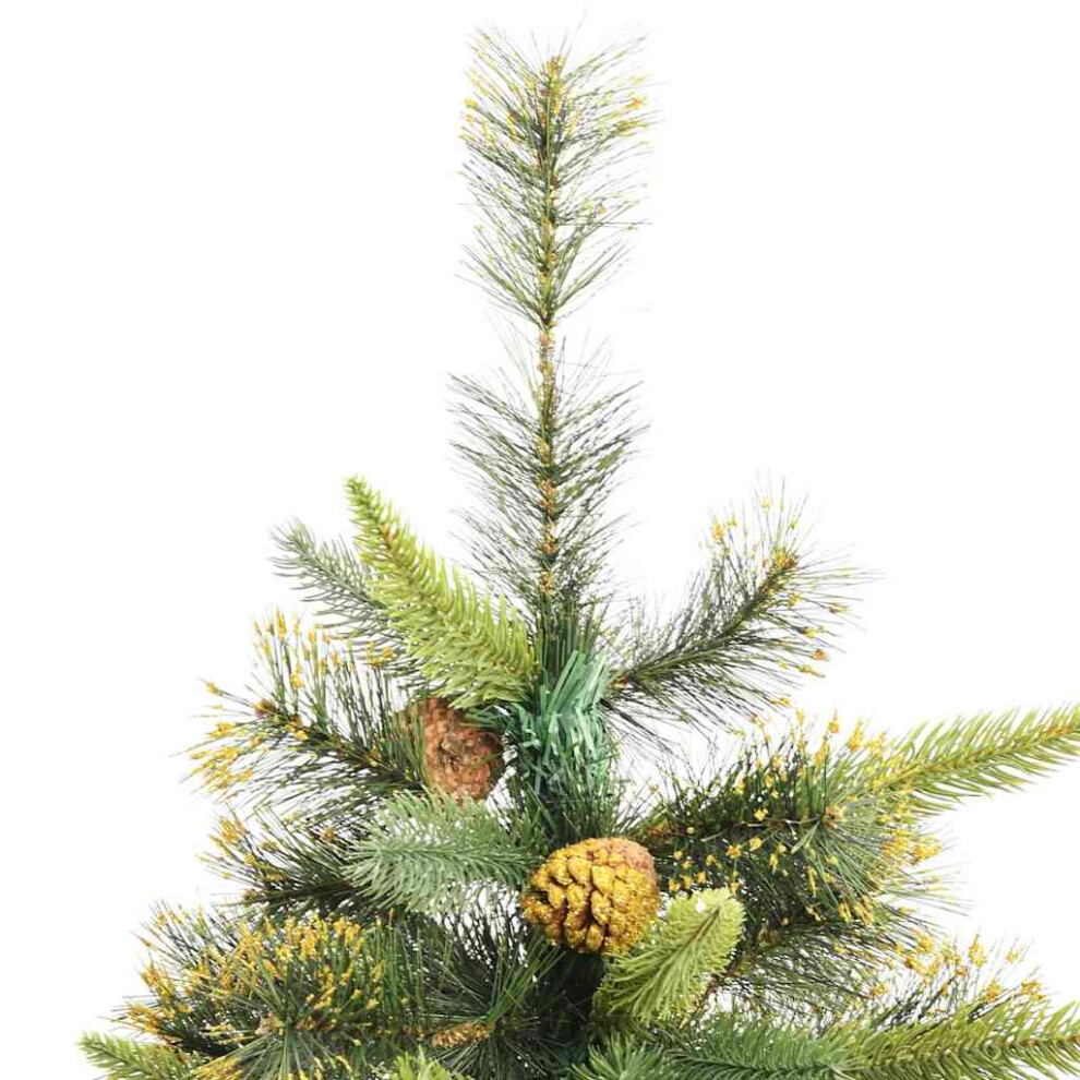 Vidaxl (180 Cm) Artificial Hinged Christmas Tree Decor Pre Lit Xmas Tree With Cones