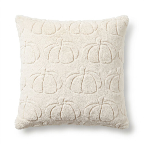 Homescapes Faux Fur Textured Pumpkin Cushion with Cover