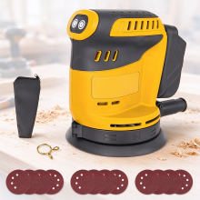 Cordless Random Orbital Sander Body Compatible with DeWALT 20V Battery, 125mm Electric Palm Sander with Dust Bag & 12 Sanding Discs for Wood Polishing
