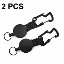 Lot de 2 porte-clés rétractables avec mousqueton multifonction, clip ceinture et anneau porte-clés. Câble en acier haute élasticité.